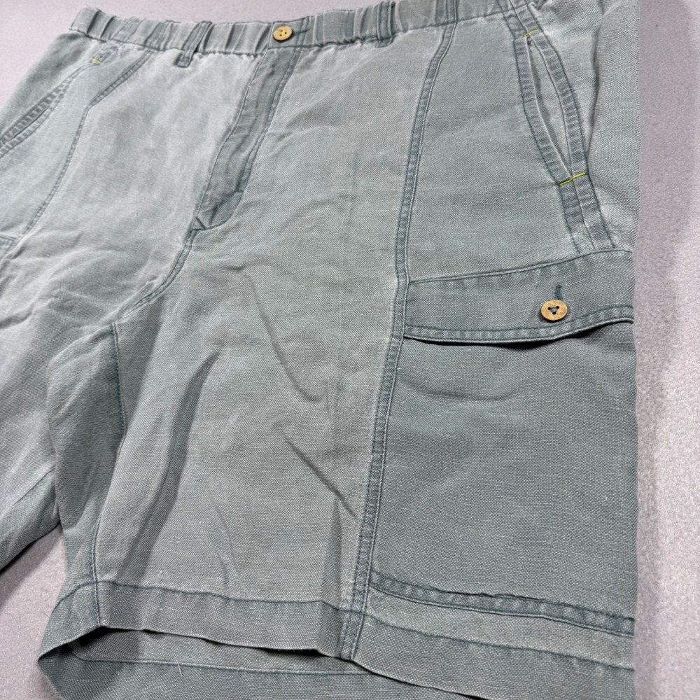 Tommy Bahama Relax Linen Tencel Cargo Shorts Sage Green Mens 2XB Big & Tall